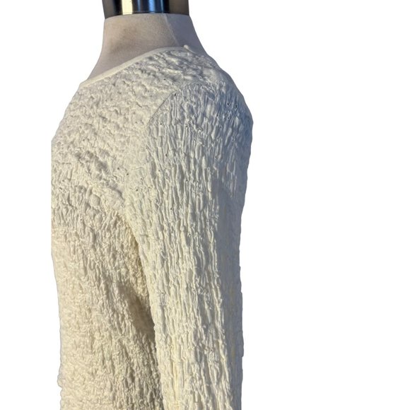 J Jill Blouse L Cream Long sleeve Round Neck Stretch Pull Over - Picture 9 of 14